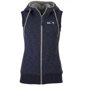 Seattle Seahawks Hooded Vest in Navy/Grey Size Medium